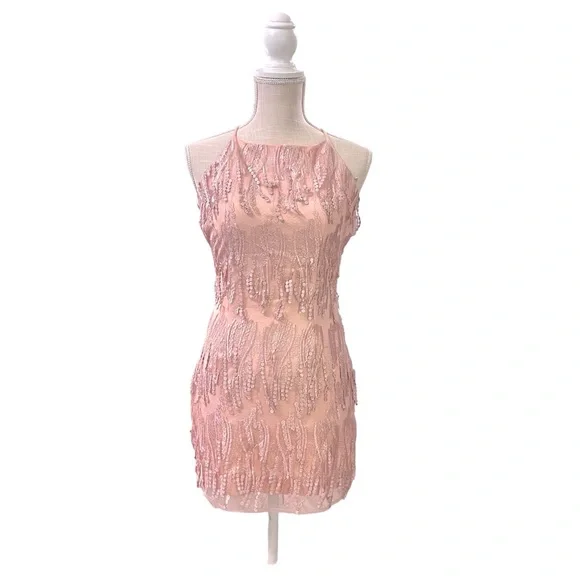 Lulus | Dresses | Nwt Lulus Making Magic Blush Pink Fringe Mini Graduation  Party Dress | Poshmark